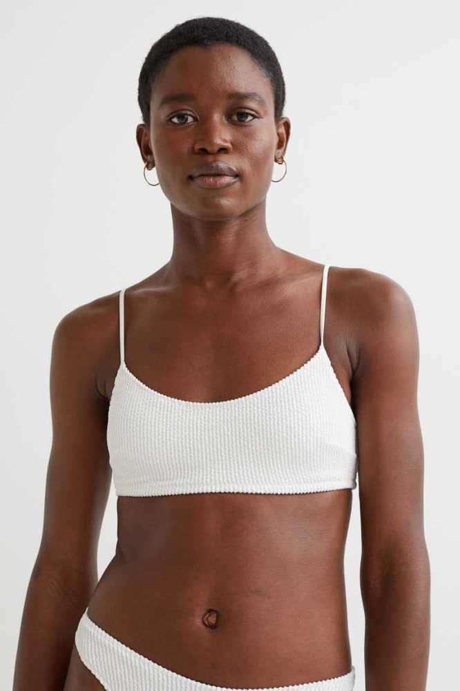 H&M Gepolstert Bikini Top Strandkleidung Damen Weiß | 4763-SCTHP