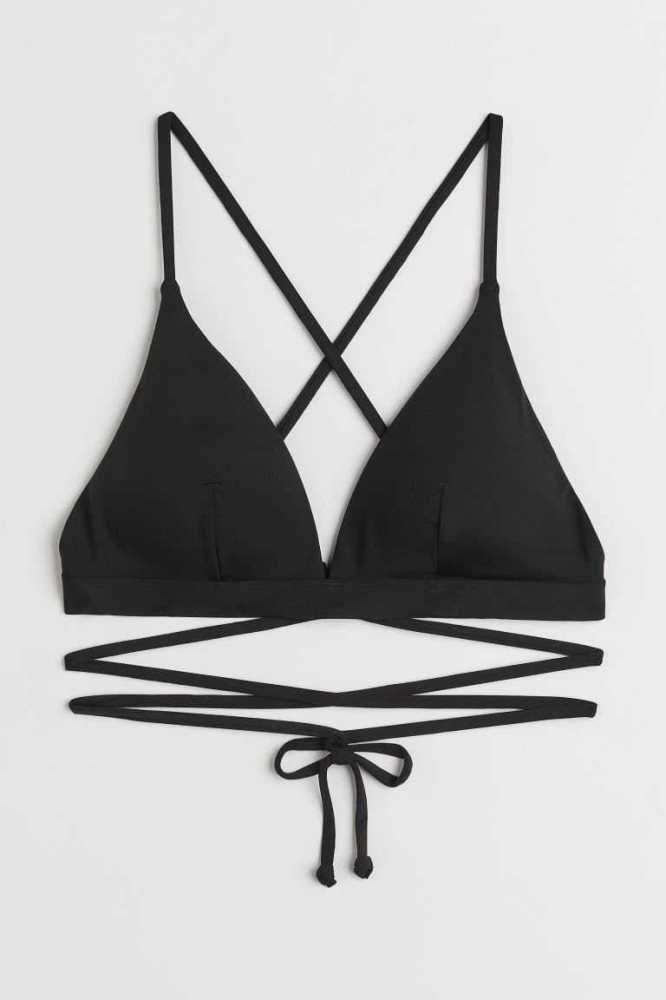 H&M Gepolstert Bikini Top Strandkleidung Damen Schwarz | 4790-JLOBX