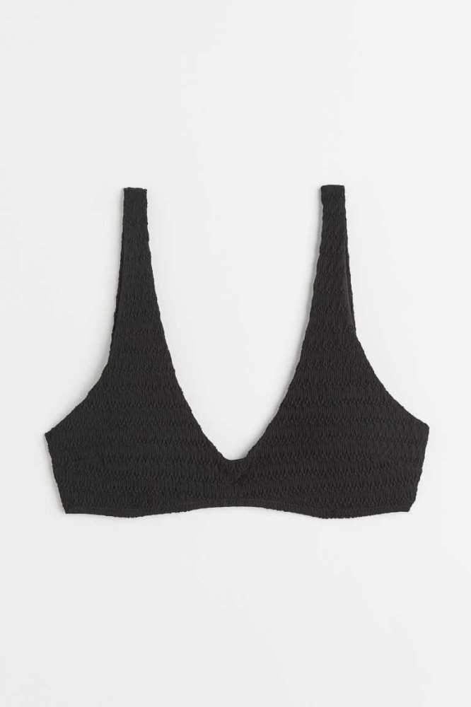 H&M Gepolstert Bikini Top Strandkleidung Damen Schwarz | 5370-DFBQU