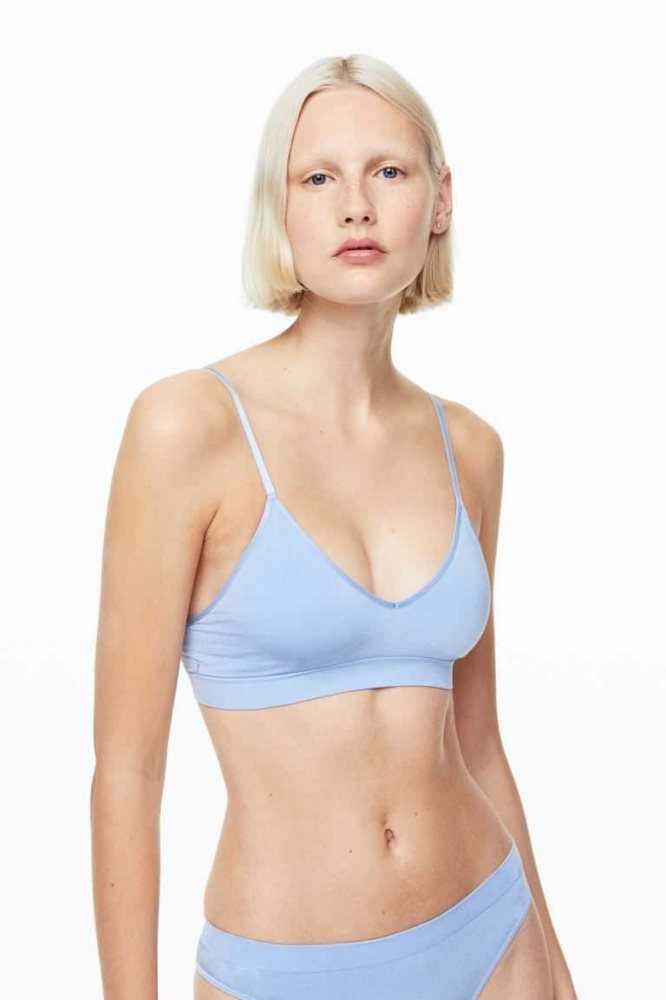 H&M Gepolstert Bra Unterwäsche Damen Hellblau | 1092-ZQWPI