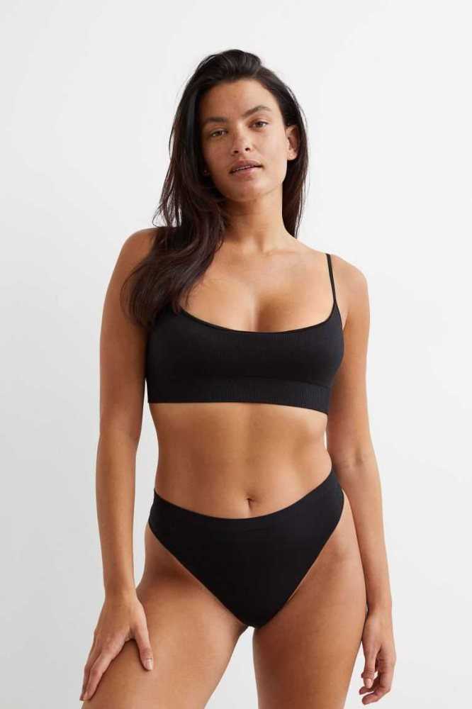 H&M Gepolstert Bra Unterwäsche Damen Schwarz | 3890-WUBZD