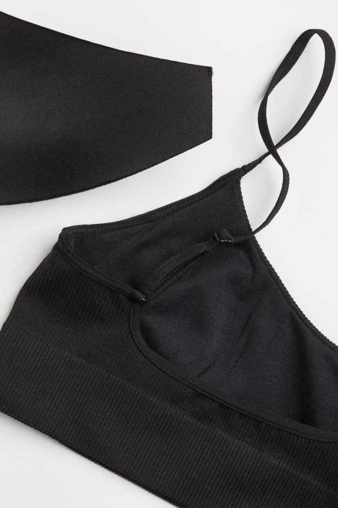 H&M Gepolstert Bra Unterwäsche Damen Schwarz | 3890-WUBZD