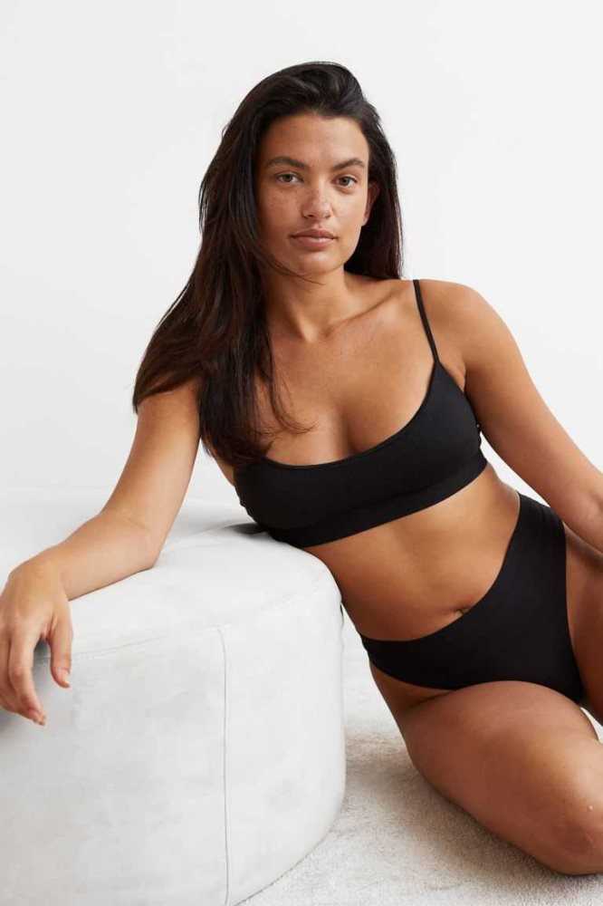 H&M Gepolstert Bra Unterwäsche Damen Schwarz | 3890-WUBZD