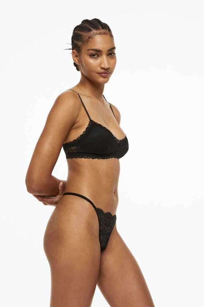 H&M Gepolstert Jersey Bra Unterwäsche Damen Schwarz | 9138-ZDUPF