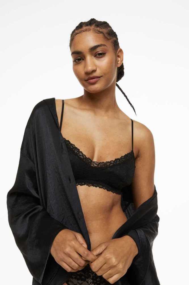 H&M Gepolstert Jersey Bra Unterwäsche Damen Schwarz | 9138-ZDUPF