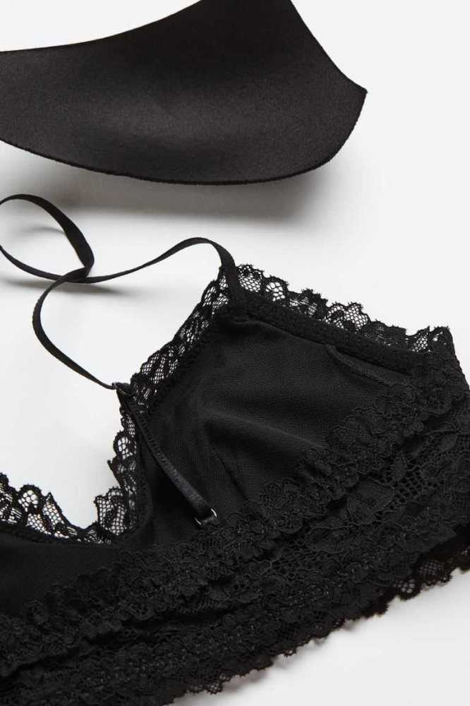 H&M Gepolstert Jersey Bra Unterwäsche Damen Schwarz | 9138-ZDUPF