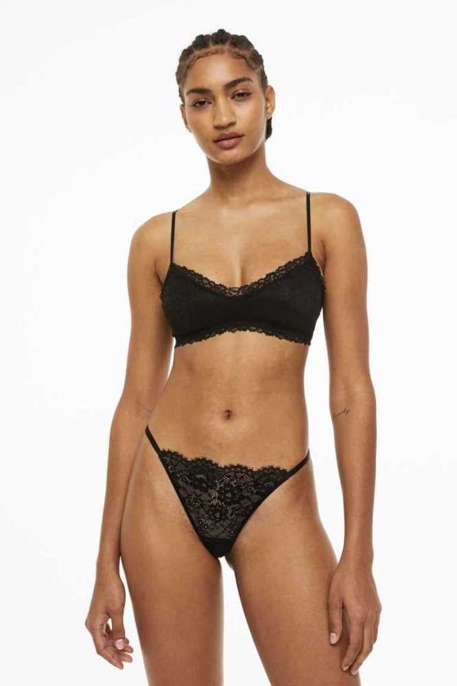 H&M Gepolstert Jersey Bra Unterwäsche Damen Schwarz | 9138-ZDUPF