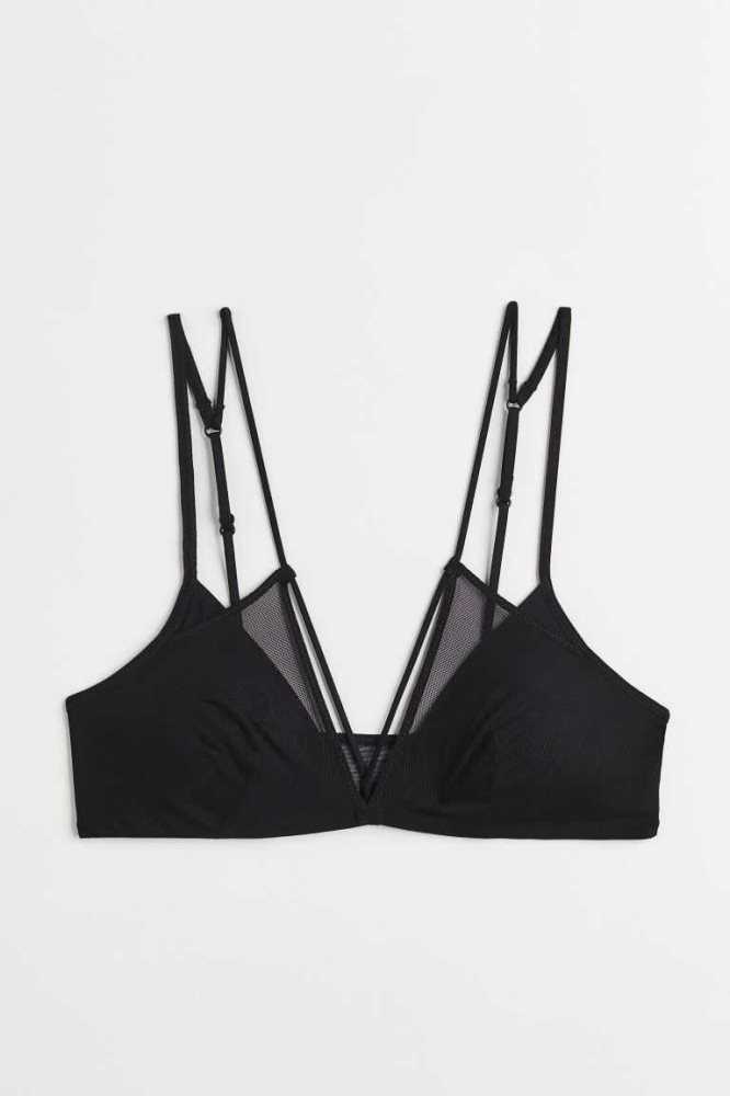 H&M Gepolstert Mesh Bra Unterwäsche Damen Schwarz | 6423-NAHSI