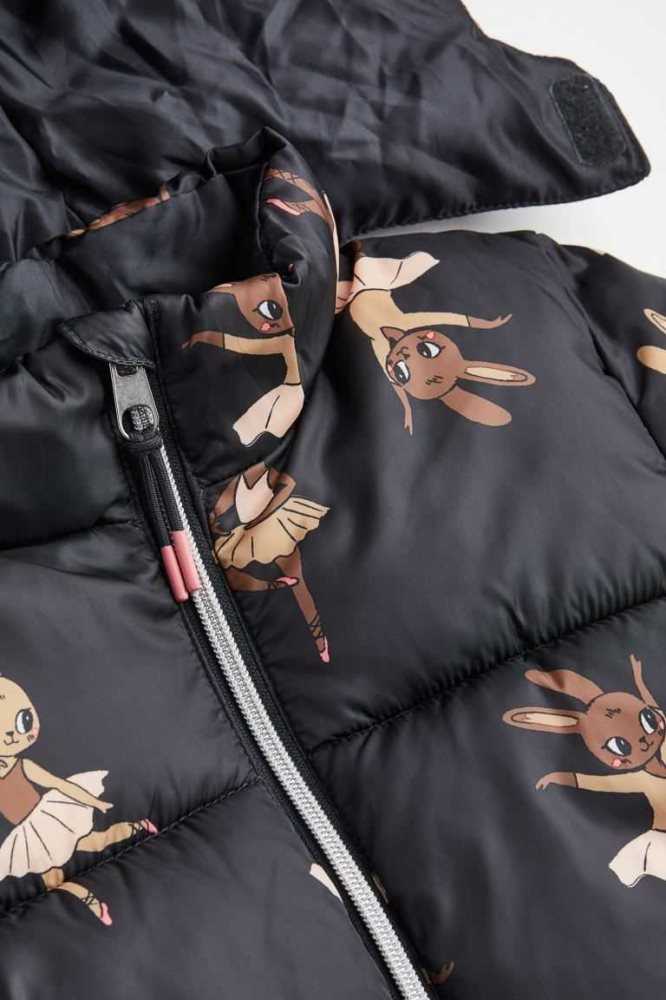 H&M Gepolstert Mit Kapuze Jacket Oberbekleidung Kinder Schwarz | 6058-MZHTV