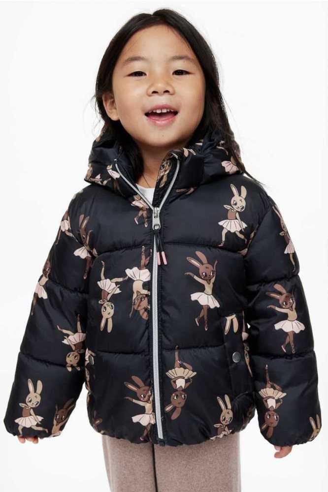 H&M Gepolstert Mit Kapuze Jacket Oberbekleidung Kinder Schwarz | 6058-MZHTV