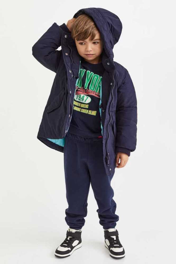 H&M Gepolstert Nylon Parka Oberbekleidung Kinder Navy Blau | 2495-OFZWX