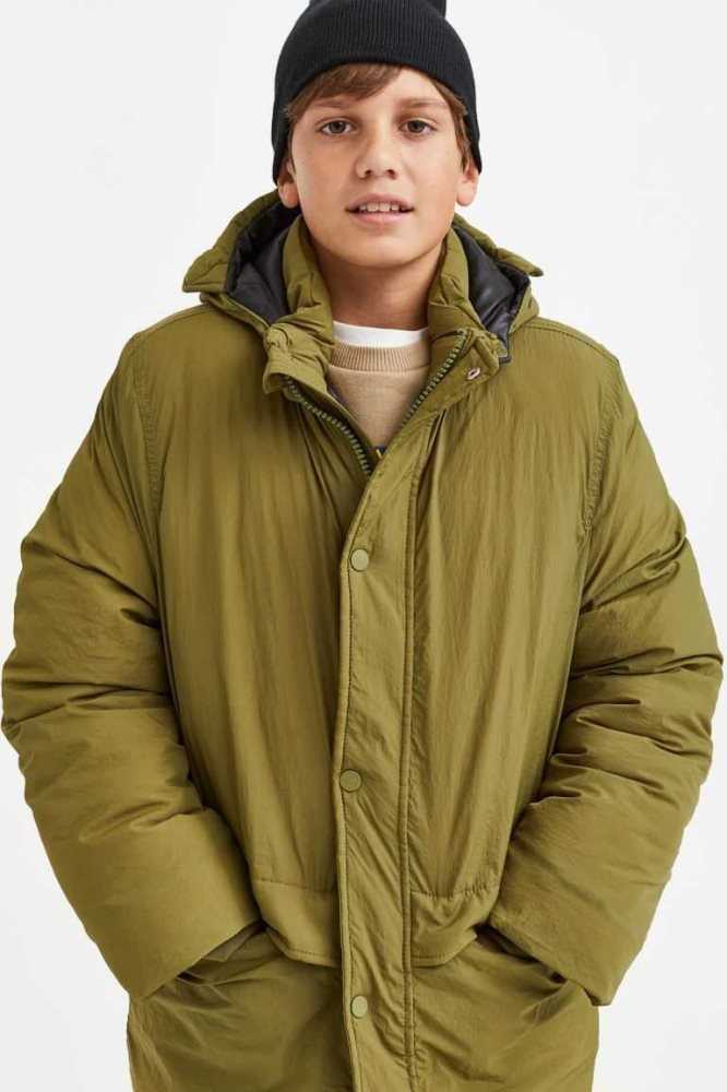 H&M Gepolstert Nylon Parka Oberbekleidung Kinder Dunkelolivgrün Grün | 4572-RDSXA