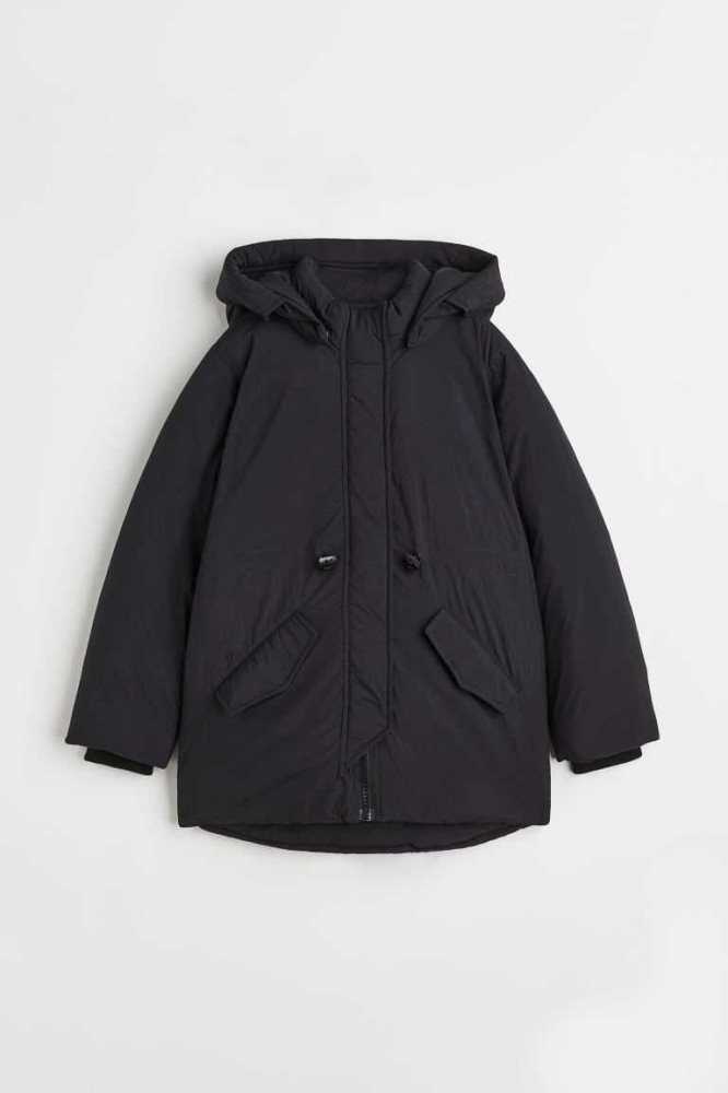 H&M Gepolstert Nylon Parka Oberbekleidung Kinder Schwarz | 6918-EBHGV