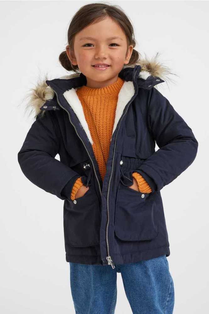 H&M Gepolstert Parka Oberbekleidung Kinder Dunkelblau | 7385-YSOTJ