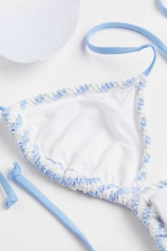 H&M Gepolstert Triangle Bikini Top Strandkleidung Damen Hellblau | 2460-AUWLV