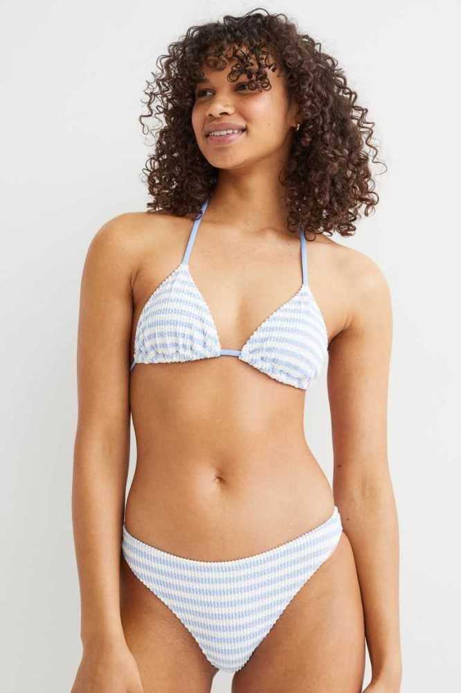 H&M Gepolstert Triangle Bikini Top Strandkleidung Damen Hellblau | 2460-AUWLV