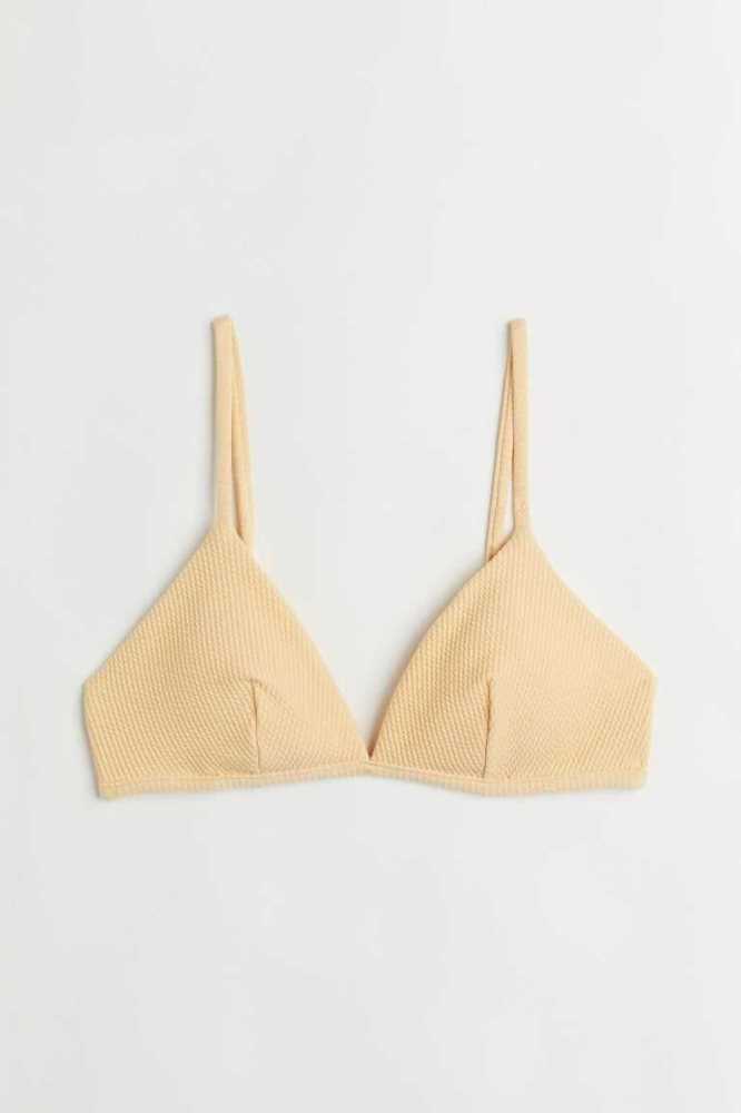 H&M Gepolstert Triangle Bikini Top Strandkleidung Damen Hellkhaki Grün | 2954-QIPGM