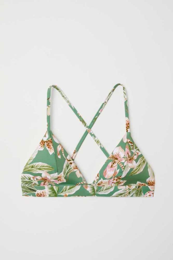 H&M Gepolstert Triangle Bikini Top Strandkleidung Damen Schwarz | 7298-IMHUJ