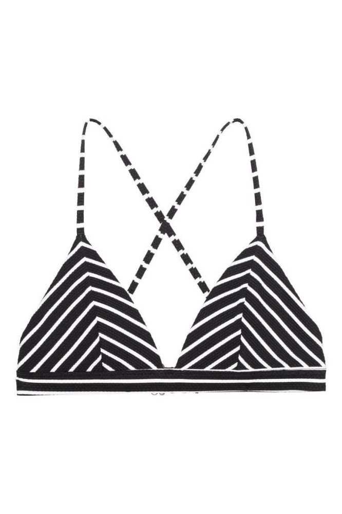 H&M Gepolstert Triangle Bikini Top Strandkleidung Damen Schwarz | 7298-IMHUJ