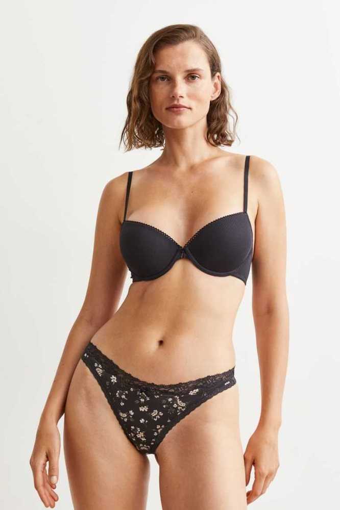 H&M Gepolstert Underwire Bra Unterwäsche Damen Dunkelgrau | 8306-AYVTQ