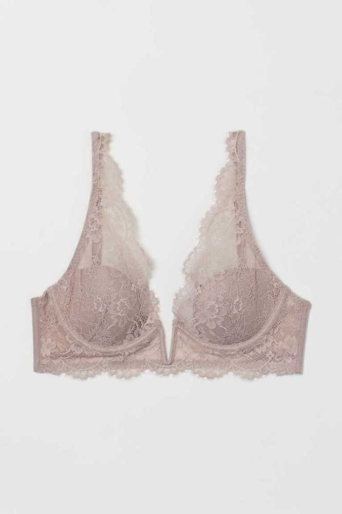 H&M Gepolstert Underwire Spitze Bra Unterwäsche Damen Rot | 0298-NKAHG