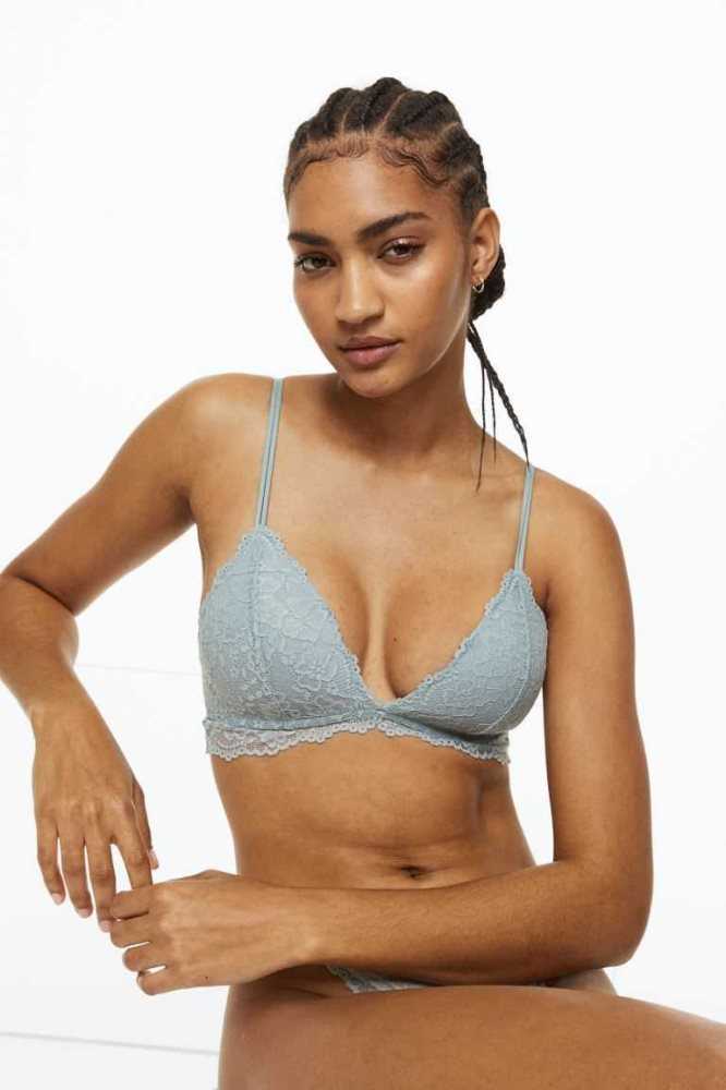 H&M Gepolstert Underwire Spitze Bra Unterwäsche Damen Schwarz | 3851-WJVEL