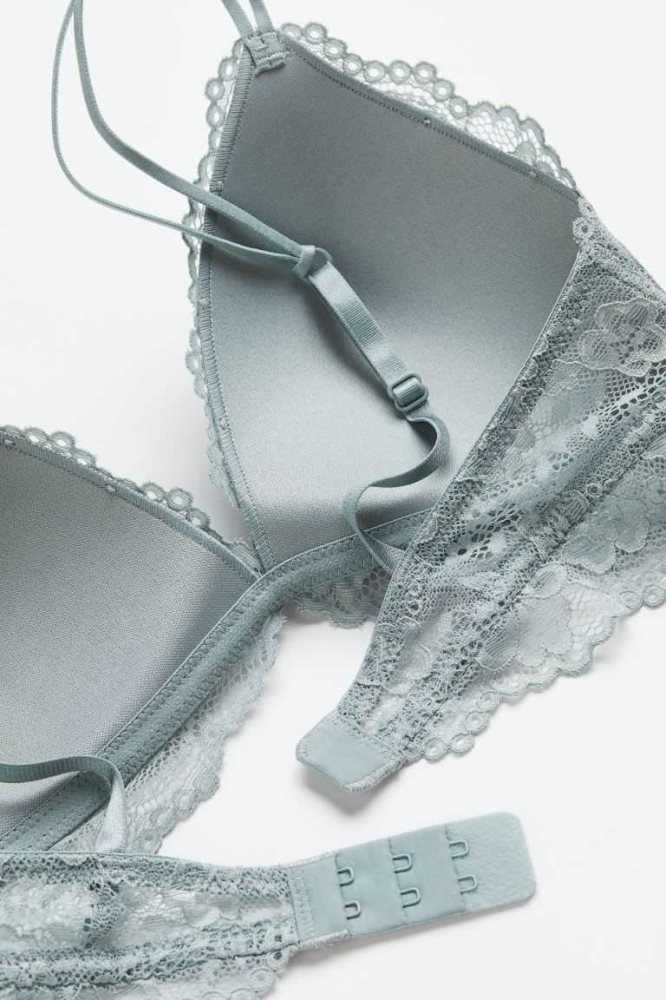 H&M Gepolstert Underwire Spitze Bra Unterwäsche Damen Schwarz | 3851-WJVEL