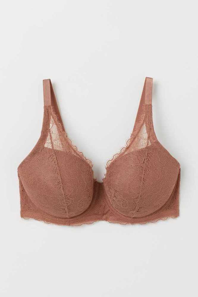 H&M Gepolstert Underwire Spitze Bra Unterwäsche Damen Schwarz | 4107-GQVLX