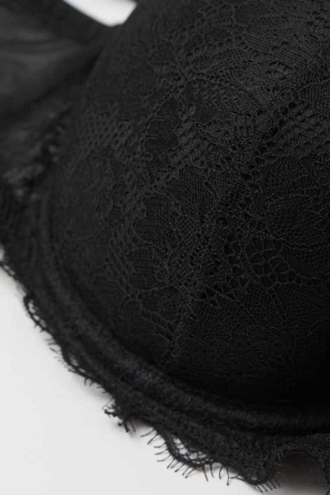 H&M Gepolstert Underwire Spitze Bra Unterwäsche Damen Schwarz | 4107-GQVLX