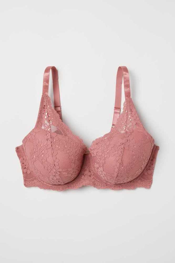 H&M Gepolstert Underwire Spitze Bra Unterwäsche Damen Schwarz | 4107-GQVLX