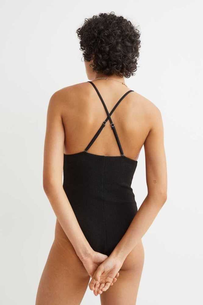 H&M Gepolstert-cup Swimsuit Strandkleidung Damen Schwarz | 8764-YKQGW