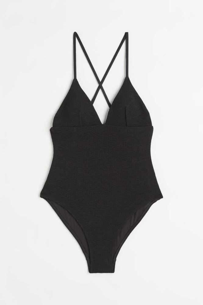 H&M Gepolstert-cup Swimsuit Strandkleidung Damen Schwarz | 8764-YKQGW