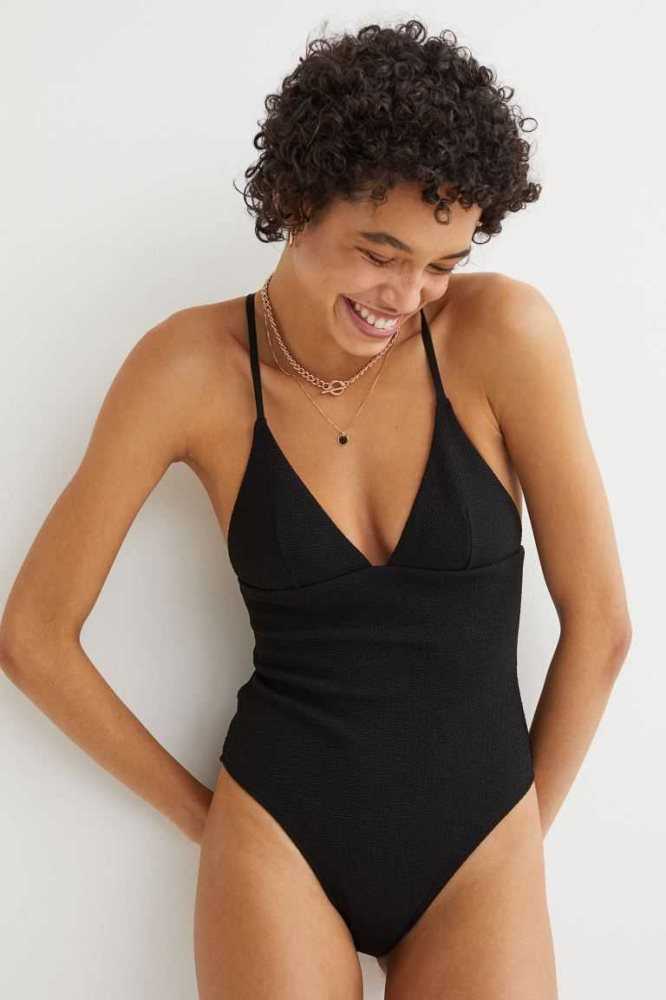 H&M Gepolstert-cup Swimsuit Strandkleidung Damen Schwarz | 8764-YKQGW