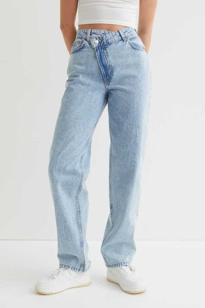 H&M Gerade Baggy Jeans Damen Hellblau | 8021-GNIVC