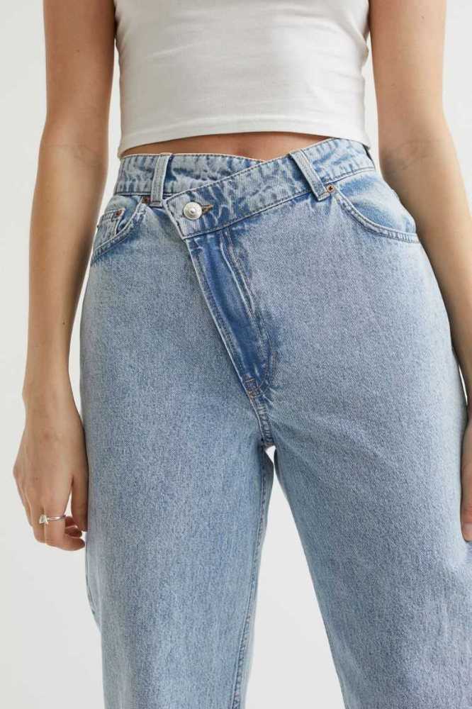 H&M Gerade Baggy Jeans Damen Hellblau | 8021-GNIVC