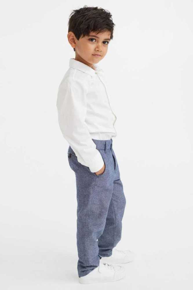 H&M Gerade Fit Baumwoll Chinos Hose Kinder Dunkelblau | 8217-EXNGU