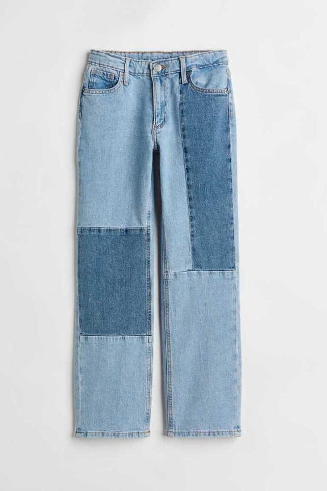 H&M Gerade Fit Low Jeans Kinder Blau | 3987-NUSVQ