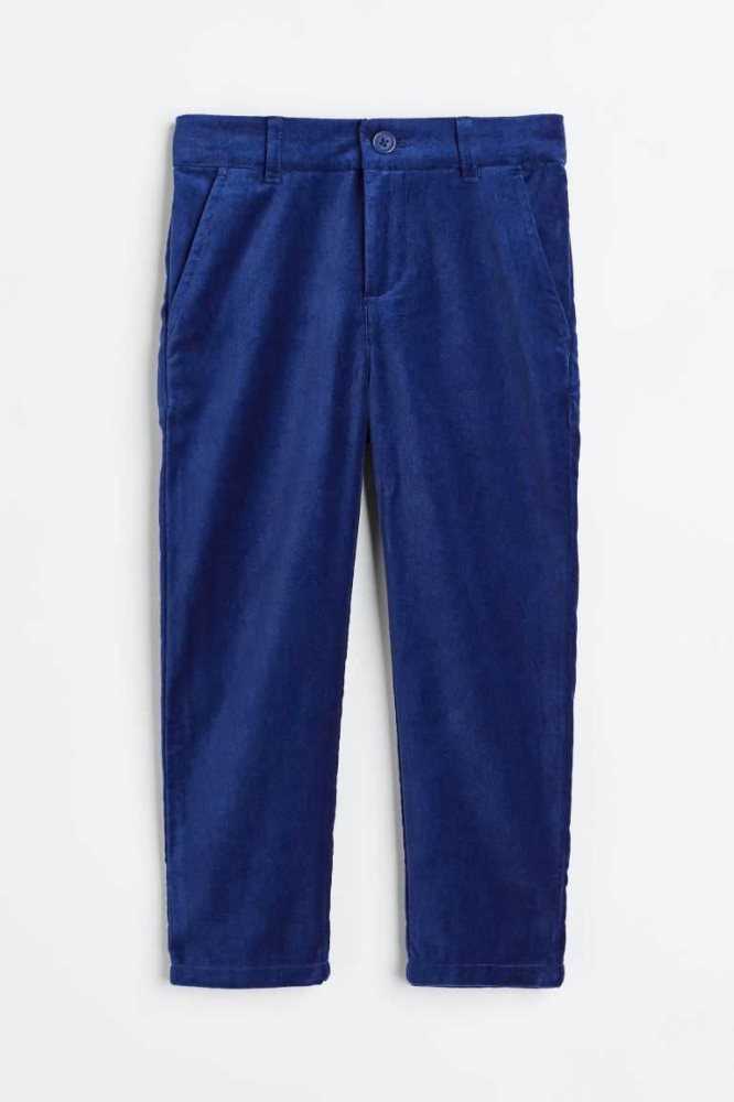 H&M Gerade Fit Velvet Hose Kinder Tiefesblau | 5213-UFHQL