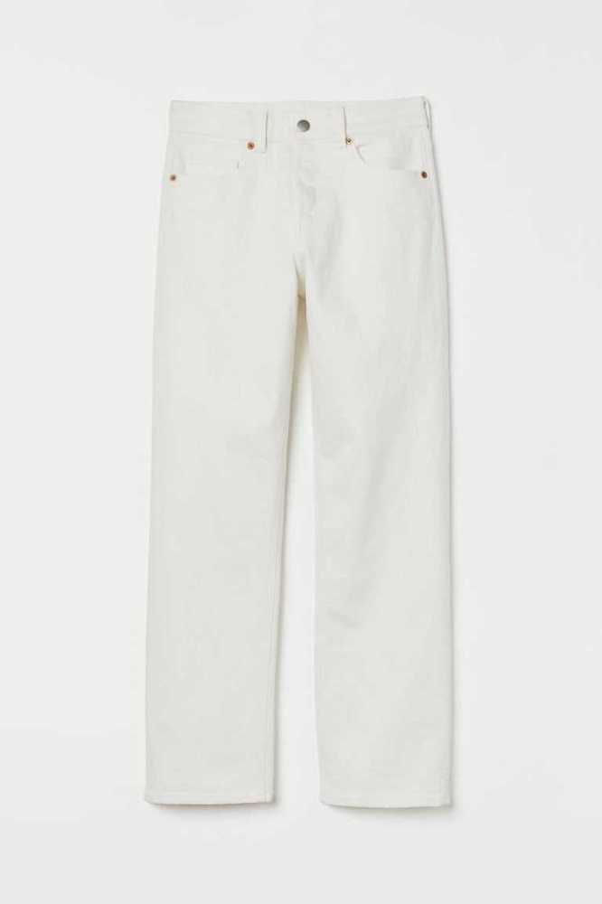 H&M Gerade High Ankle Jeans Hose Damen Dunkelblau | 5048-UFKTS