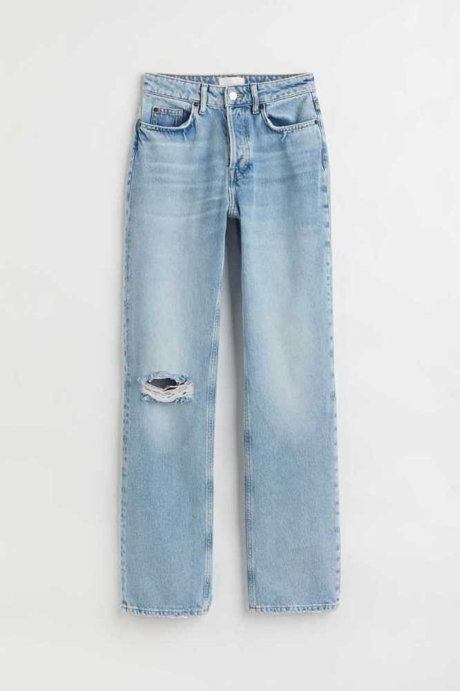 H&M Gerade High Jeans Damen Hellblau | 5716-NQZXM