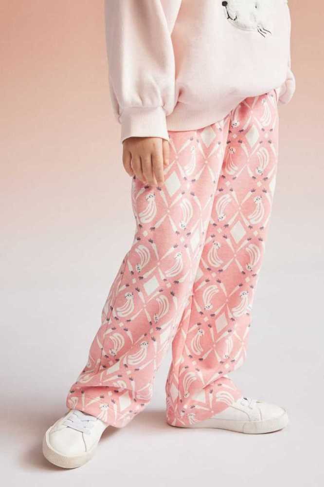 H&M Gerade Printed Jogginghose Kinder Rosa | 8150-IZMGP