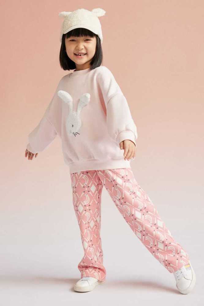 H&M Gerade Printed Jogginghose Kinder Rosa | 8150-IZMGP