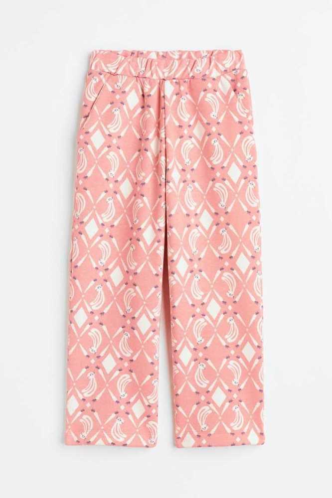 H&M Gerade Printed Jogginghose Kinder Rosa | 8150-IZMGP