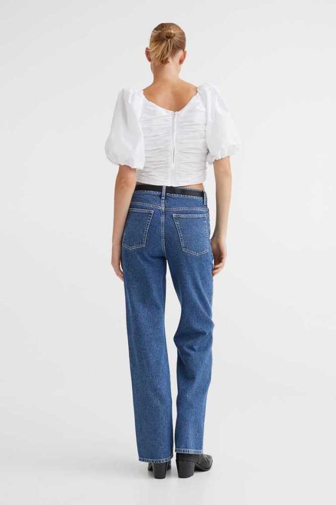 H&M Gerade Regular Jeans Damen Dunkelgrau | 7916-DLRKT