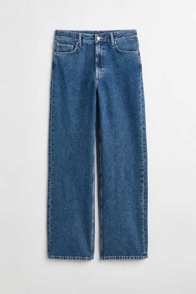 H&M Gerade Regular Jeans Damen Dunkelgrau | 7916-DLRKT