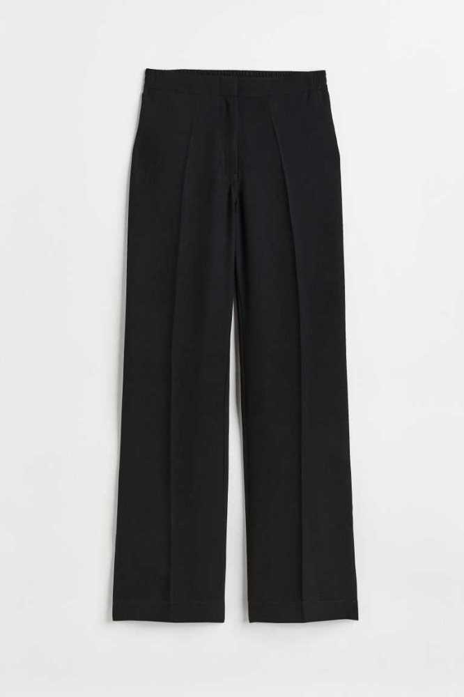 H&M Gerade trousers Hose Damen Schwarz | 7384-KQDRX