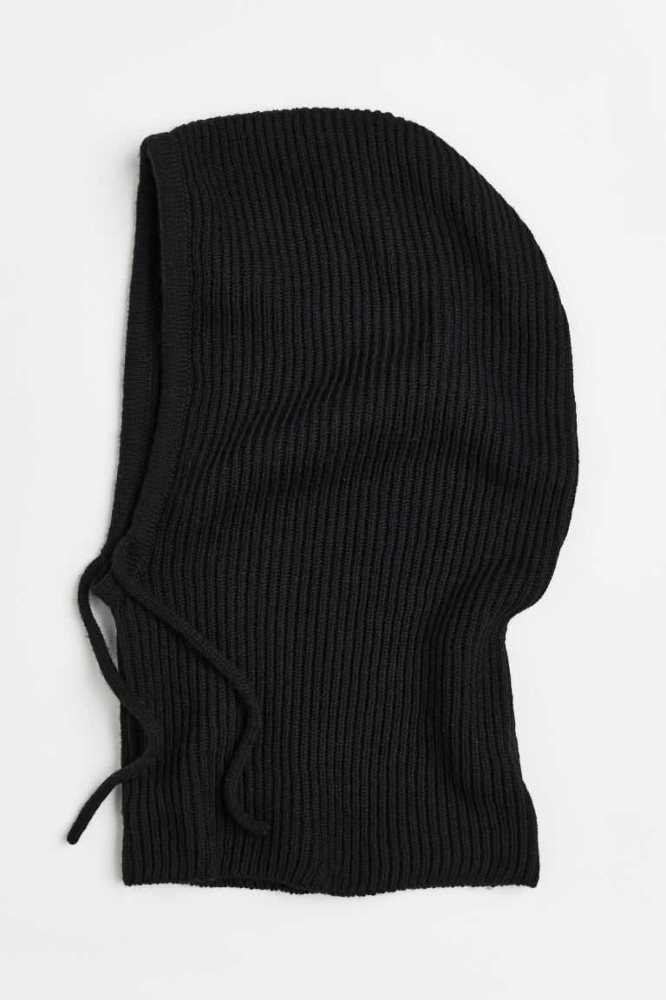 H&M Gerippt Balaclava Hüte Damen Schwarz | 2807-UEDQN