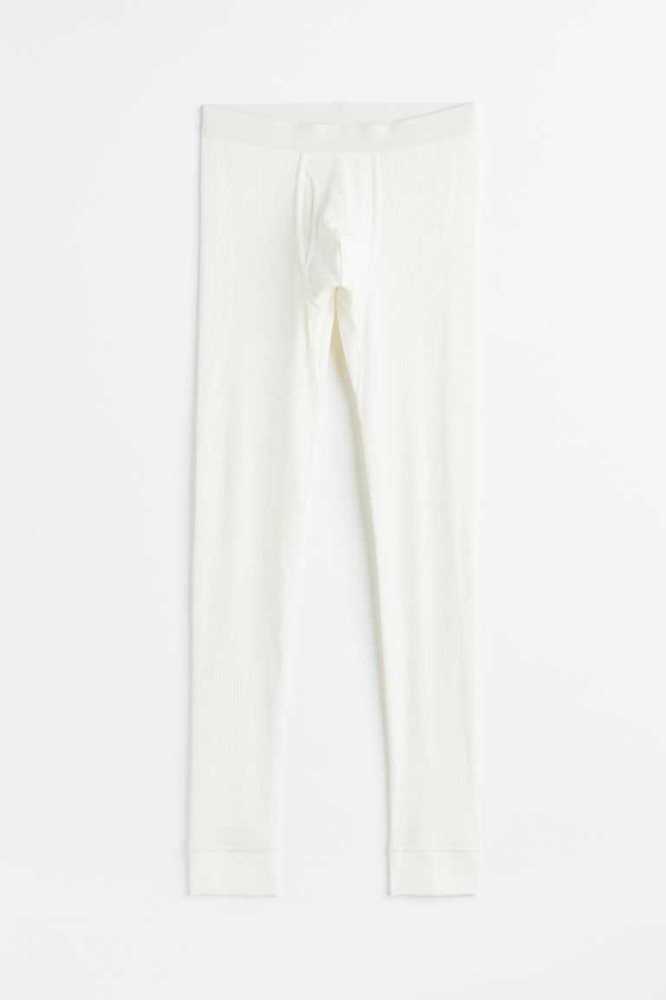 H&M Gerippt Baumwoll Long Johns Unterwäsche Herren Weiß | 8170-XMPTB