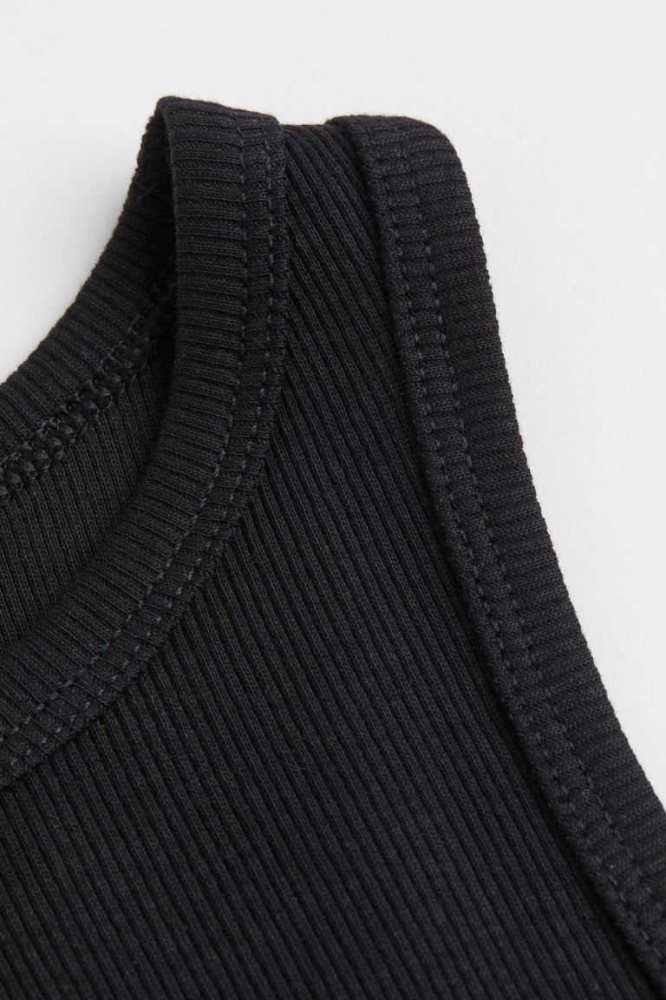 H&M Gerippt Baumwoll Tank Oberteile Kinder Schwarz | 2568-LXAVO