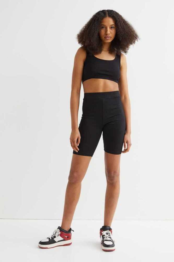 H&M Gerippt Bike Kurze Hose Damen Hellrosa | 8649-FBCXR